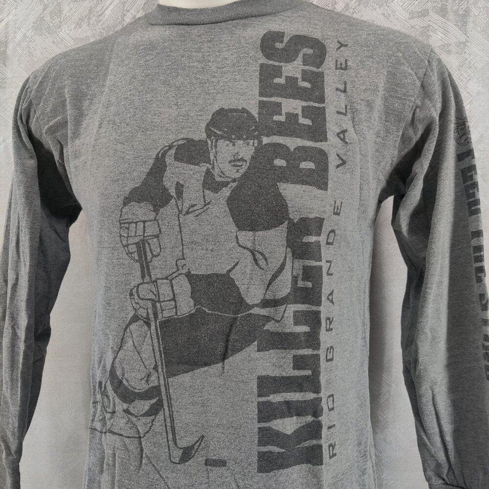 Rio Grande Valley Killer Bees Shirt Mens Small Gray Hockey Long Sleeve Tee Top - Picture 2 of 11